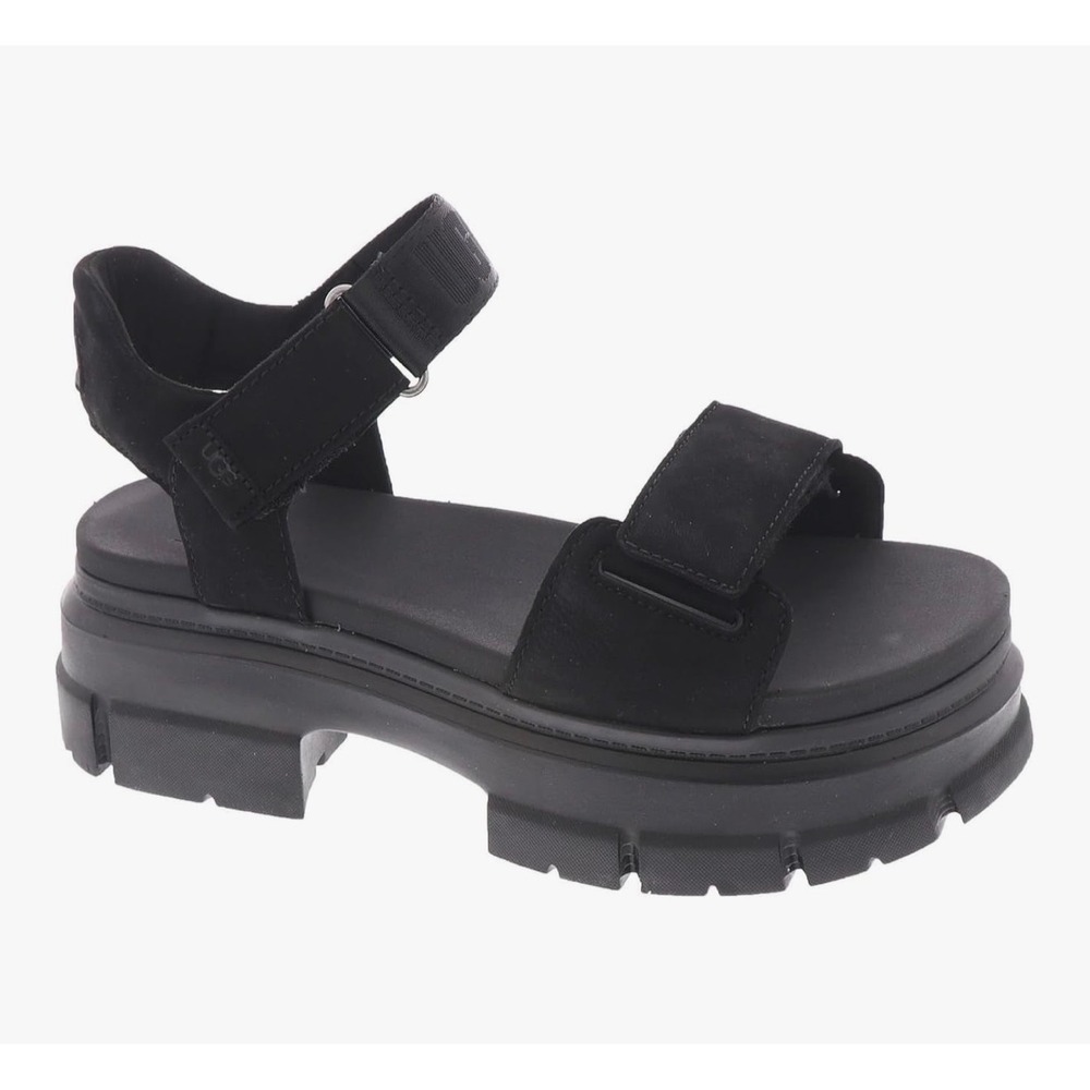 UGG Ashton Platform Lug Sole Sandals Black Size 9.5 NWT‎